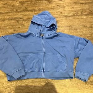 Aritzia Tna terry fleece boyfriend cropped zip up